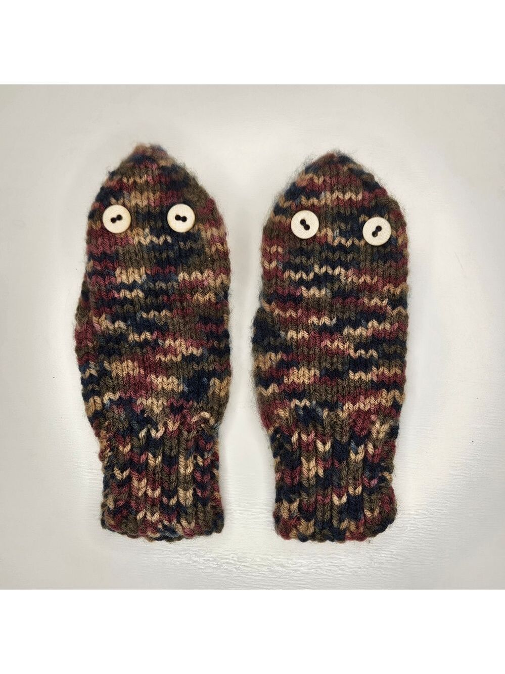 Handmade Knit Mittens Cozy Cottagecore Wool Blend Button Detail Gloves